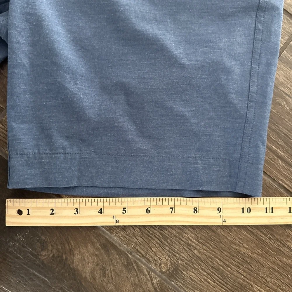 Faherty All Day Shorts Men 33 Blue Drawstring Stretch Performance Golf 9 Inseam